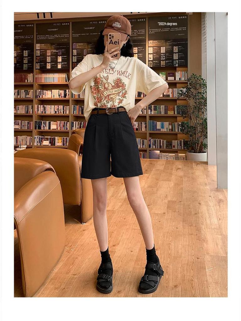 Ice Silk Women's High Waist A-line Summer Shorts - Loose Fit, Mid-Length, Wide Leg