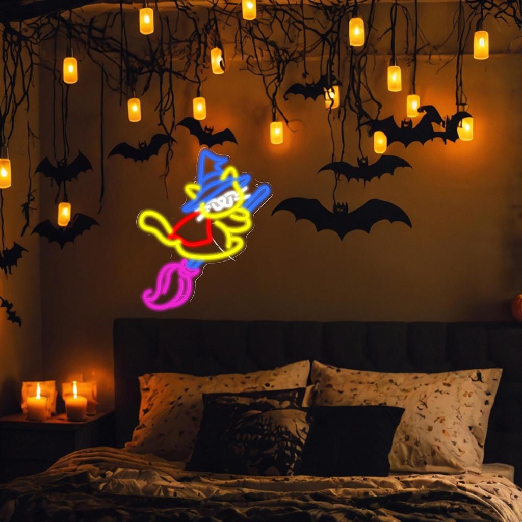 Halloween Magic Cat Neon Sign for Halloween Decor for Halloween Party Bedroom Club Bedroom House Kid’s Room