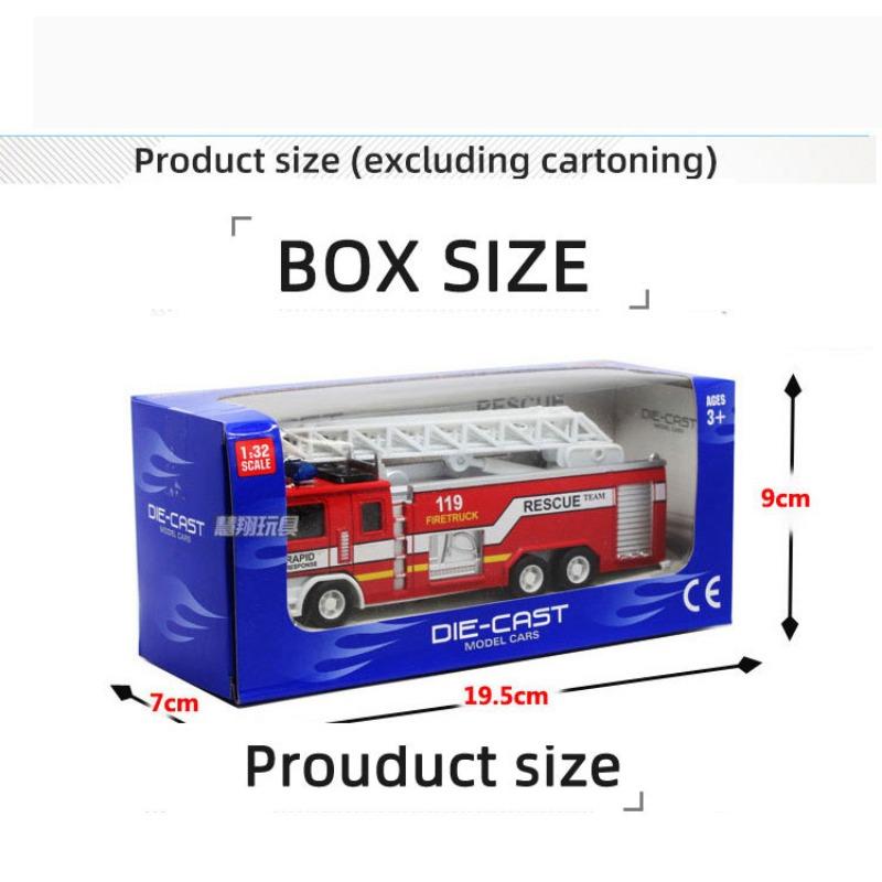 Modello di simulazione in lega pressofusa di camion dei pompieri in scala 1/32