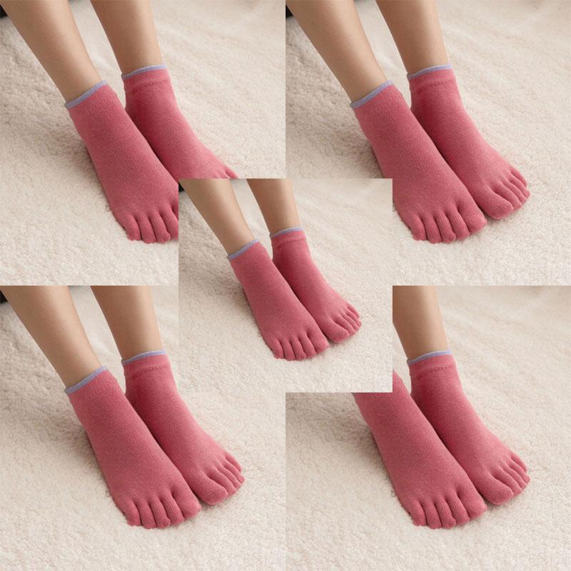 

5 пар нескользящих спортивных носков, женская танцевальная обувь с пятью пальцами, носки для занятий в помещении, дизайн с разделенными пальцами, удобная посадка для домашней носки 5 Pairs розовый