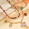 Colliers Bohèmes à Chaînes Multicouches Pendentifs Colorés Pompons Choker Vêtements Décontractés