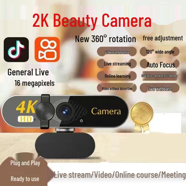 4K Ultra HD Webcam with Microphone for Streaming & Online Meetings