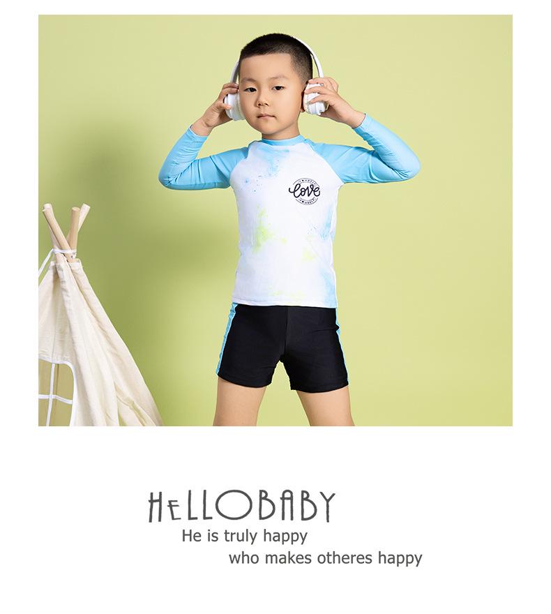 New Boys' Toddler Colorblock Long Sleeve Shorty Swimsuit