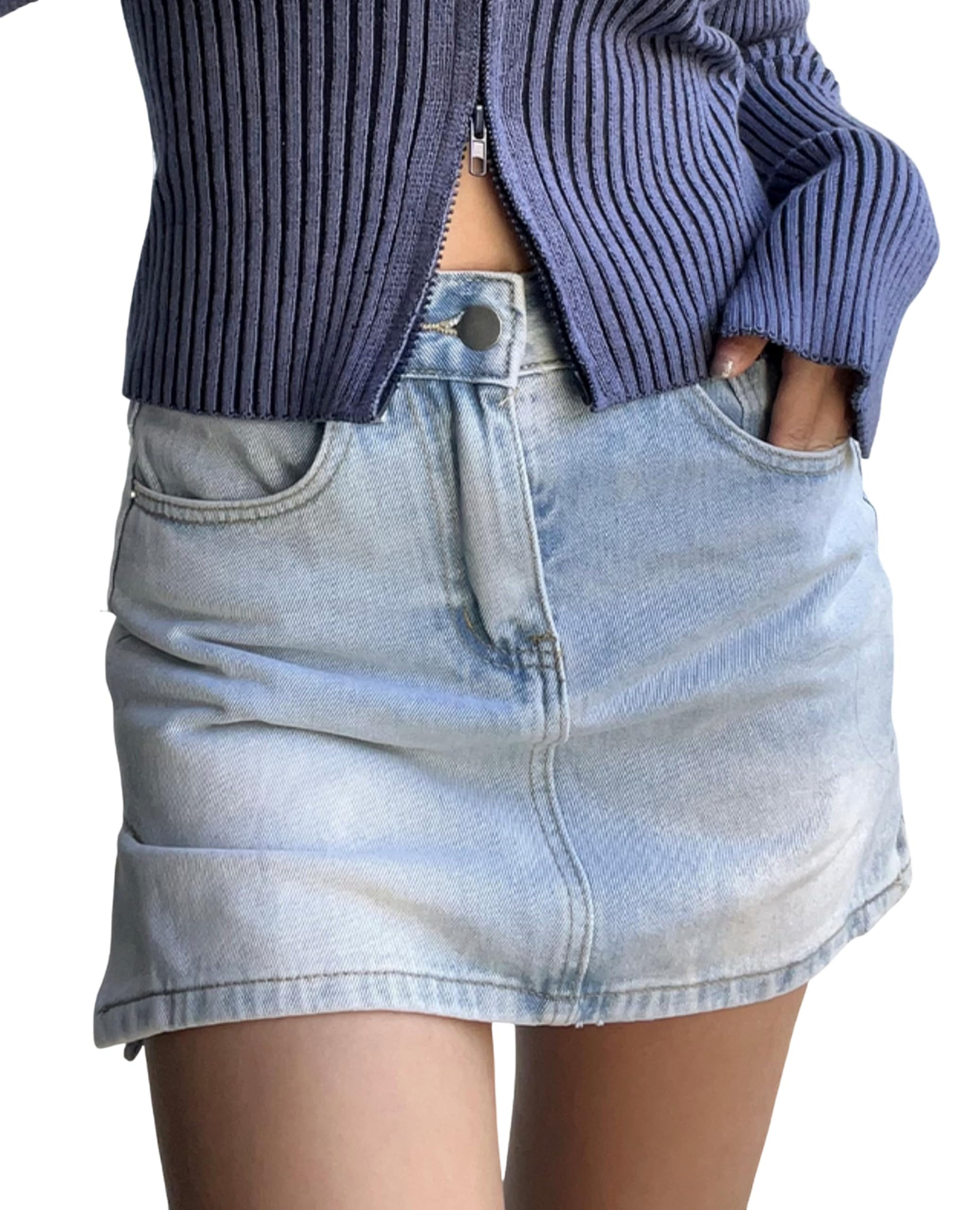 Syvent Stretch Denim Tight Mini Tight Mini Stretch Korean Short Denim Sizes 12F038 Skirt, High-Waisted Skirt, Short, Denim, Sexy, Slimming, Style,