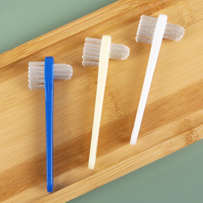 T-Shape Denture Dedicated Brush Toothbrush Dual Head False Teeth Brushes Cleaner