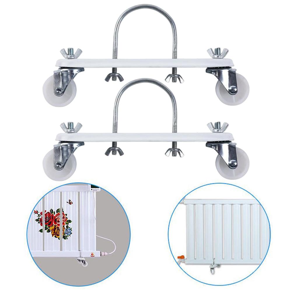 2x Electric Heater Mobile Pulley Bracket Stand Carbon Steel Frame with 360 Degree Rotating Wheels for Easy Move
