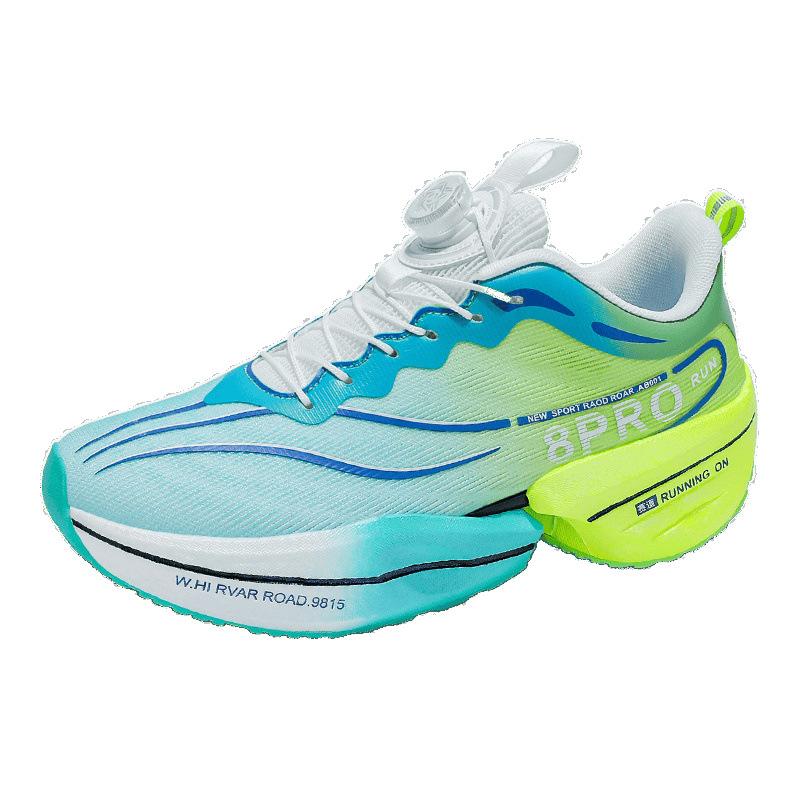 Spring and summer rotating buckle carbon plate sneakers, young and young couples, mesh breathable racing running shoes