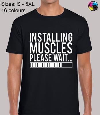 Installing Muscles Funny Novelty Humour Regular Fit T-Shirt Top TShirt Tee - Men