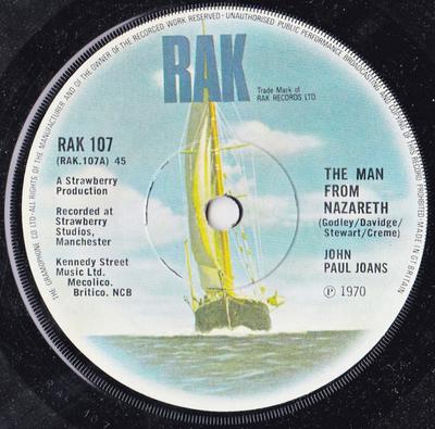 7inch Record JOHN PAUL JOANS - Man From Nazareth RAK107 RAK 1970 UK Rock Used