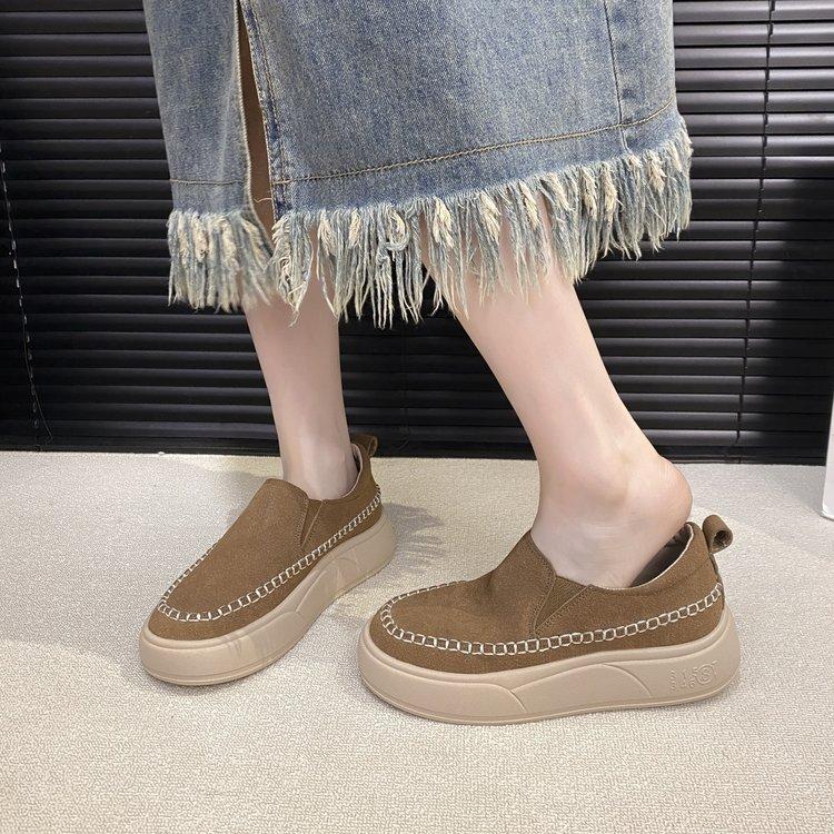 Comfort Edition~ Muffin Shoes Women's 2025 Autumn New Versatile One-Pedal Simple Casual Platform Lazy Shoes Women