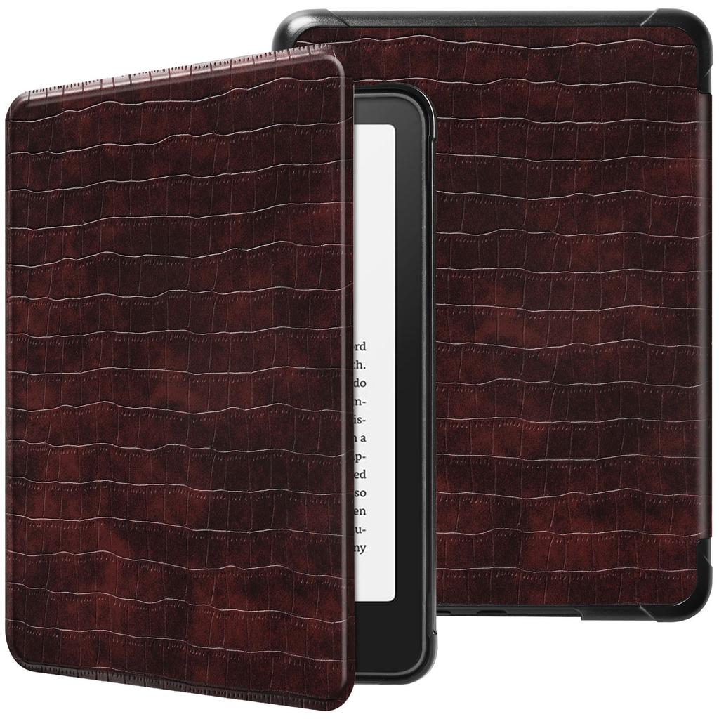 Case for Kindle Paperwhite 12th Gen 7-Inch (2024 Release) - Stylish Crocodile Synthetic Leather Shockproof Hard Shell