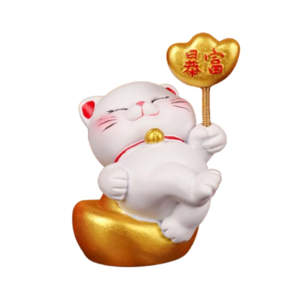 Cute Fortune Kitten Figurine Chinese Style Mini Cat Figurine Car Accessories