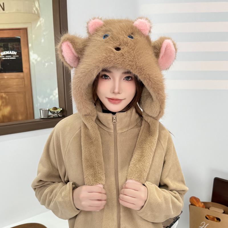 

Модная женская теплая бархатная шапка с защитой ушей 2025