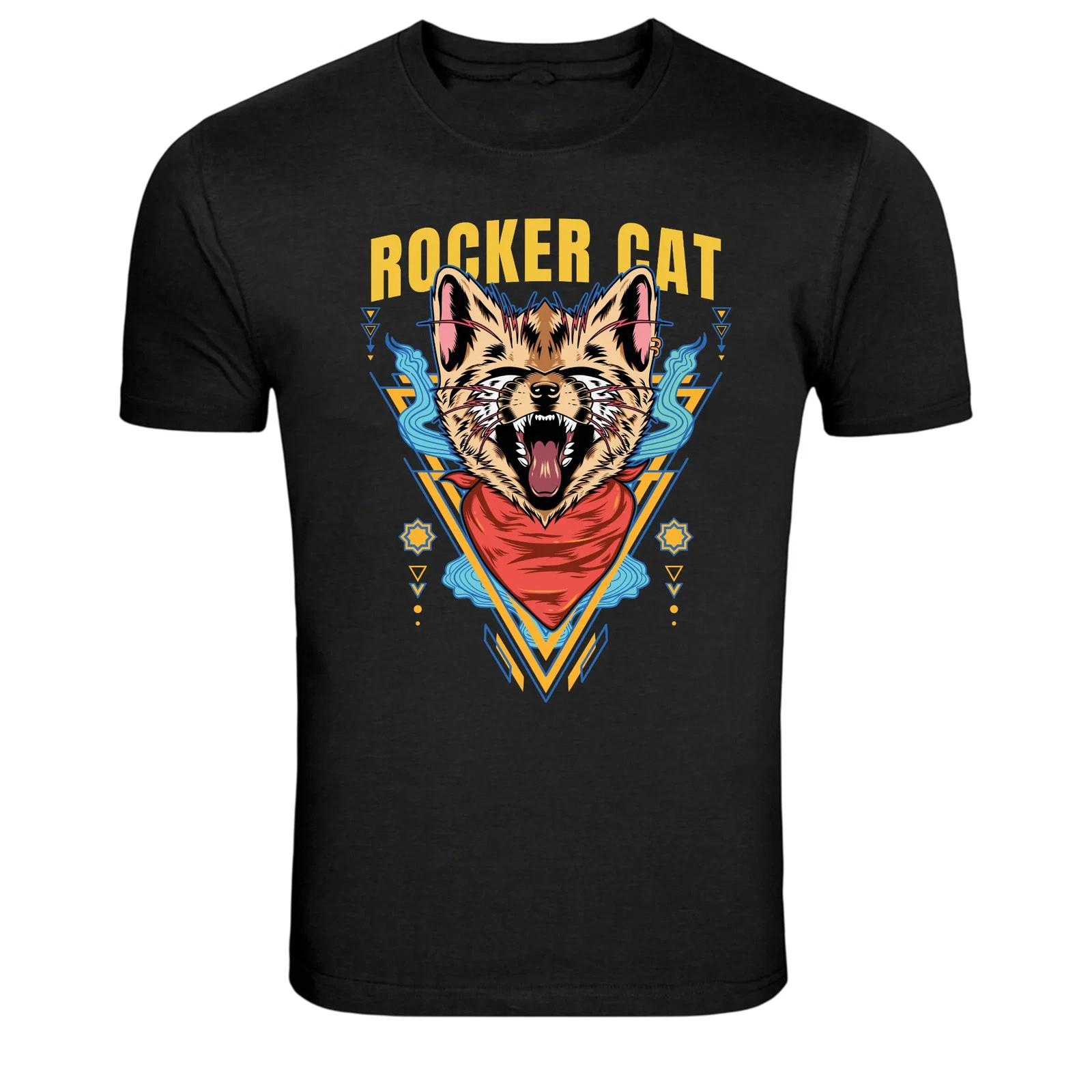Rocker Cat Screaming Rock Music Cat Graphic T-Shirt 4XL