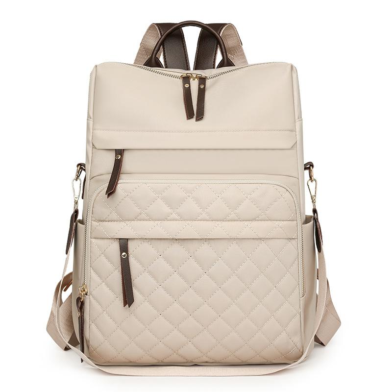 Rhomboid Embroidery Backpack Women's Backpack Large Capacity Water-repellent Travel Backpack