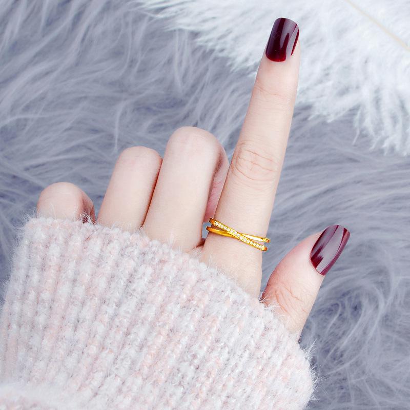 Elegant 2022 Korean Titanium Steel Diamond Ring for Women - Light Luxury with Unique and Exquisite Design