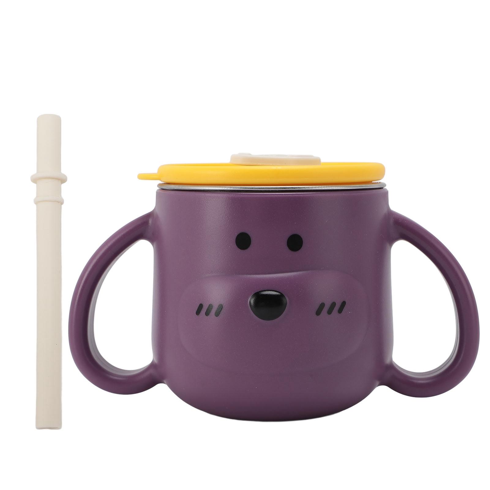 

Детская термокружка из нержавеющей стали 316L с соломинкой, с двойными стенками, с двумя ручками, милая детская фиолетовый