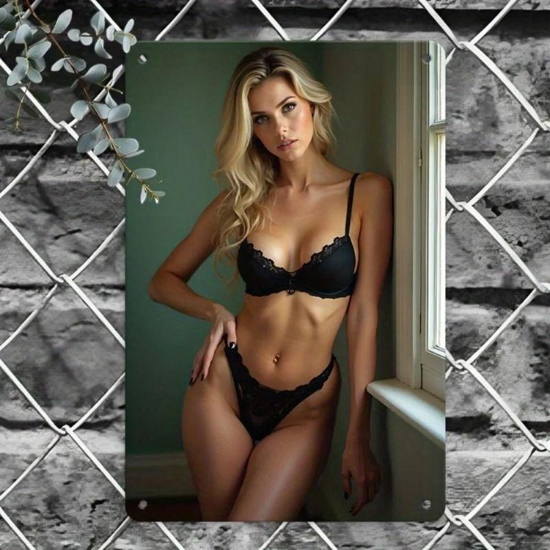 Sexy Girl Metal Tin Sign 20x30 cm for Garage & Workshop Decor