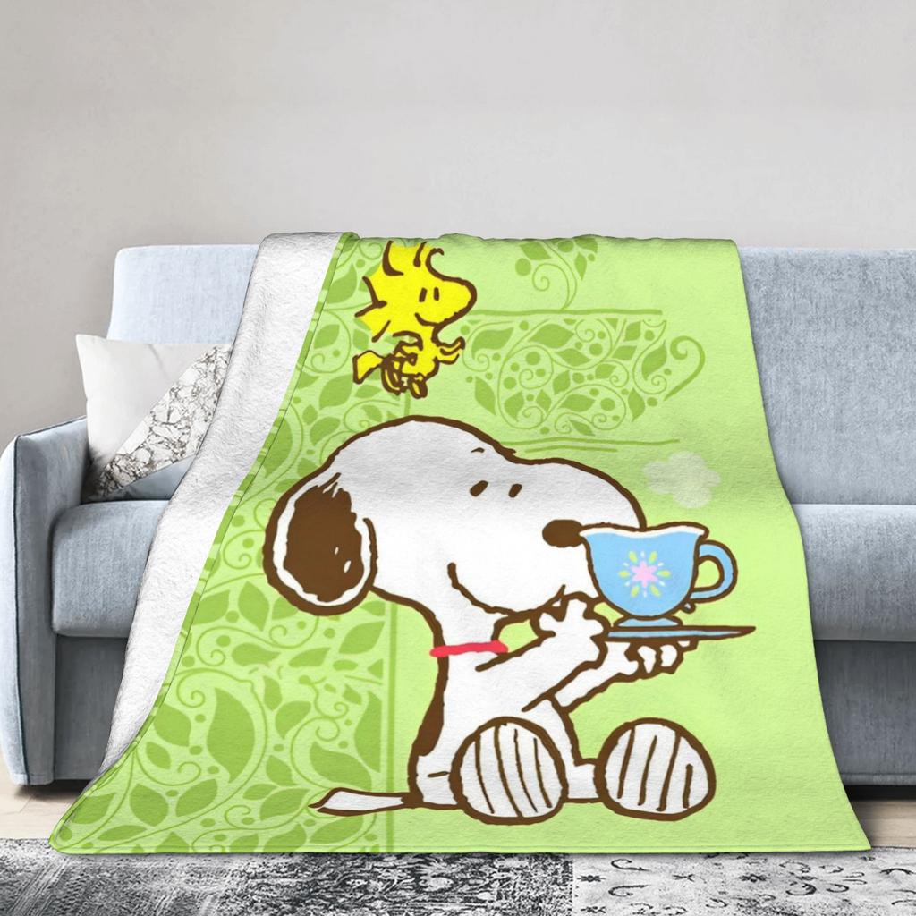 Snoopys Springtime Blanket Wool Novelty Breathable Throw Blanket for Home Decoration,