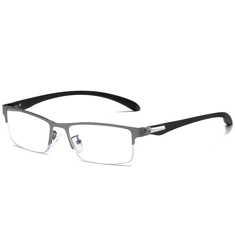 New Unisex Square Half Frame Anti-Blue Light Myopia Glasses Fashionable Business Men'S Ultra Clear Business Glasses 0 To -6.0
