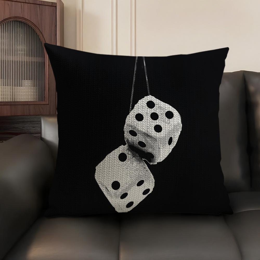 Black White Ball Cushion Cover Summer Breathable Linen Organic Fabric Double-Sided Printing Sofa Pillow Case Home Decor