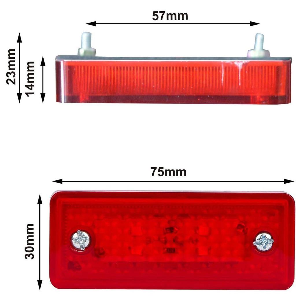 APSMOTIV 10 Pcs of 3 Inch Marker Light 4 LED Rectangle Trailer Side Lamp Clearance Marker Marker Lights for Truck Trailer Lorry 12v (Red/Red)