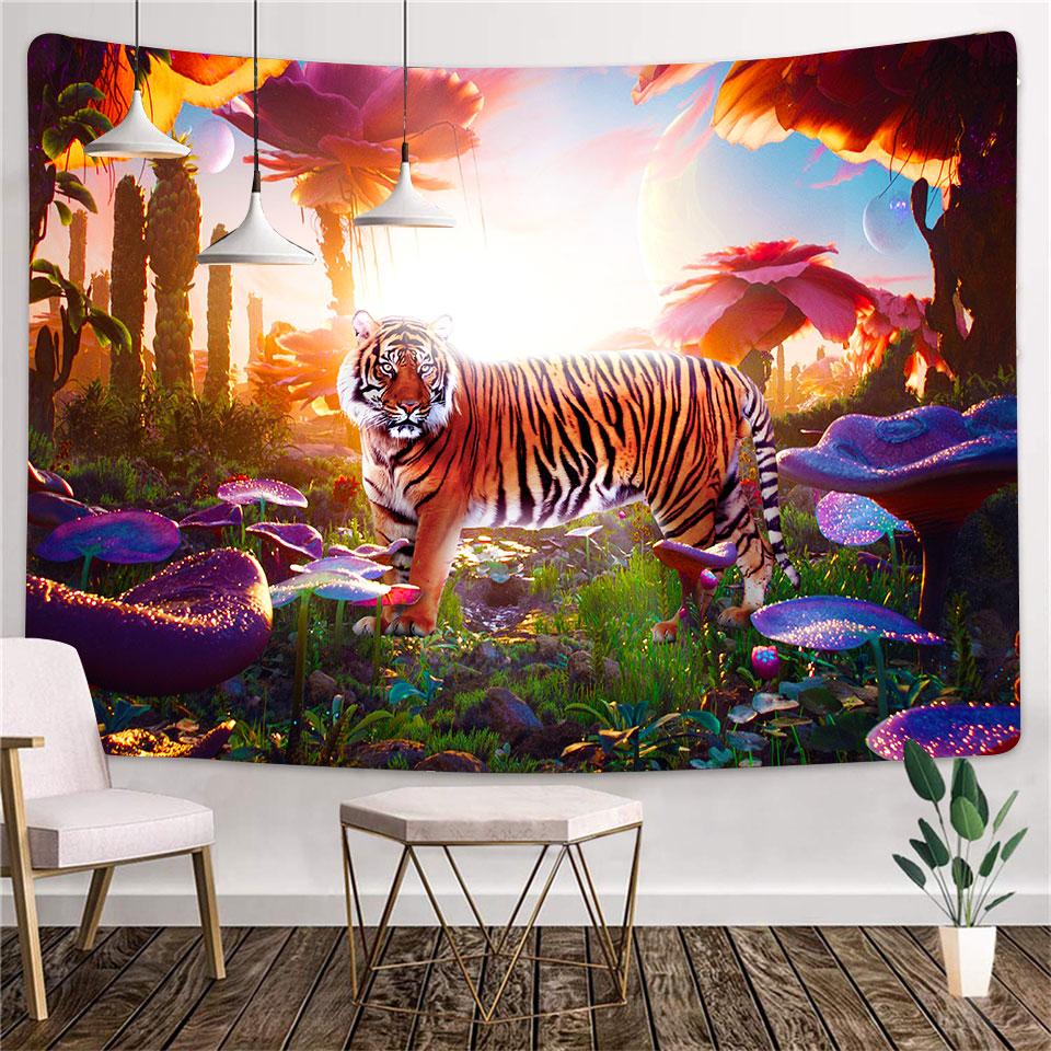 

Гобелен с лесным тигром, черепахой, дельфином, гобелен с морской жизнью, цветы, гобелен с черепом, общежитие, спальня, домашний декор, Настенный декор