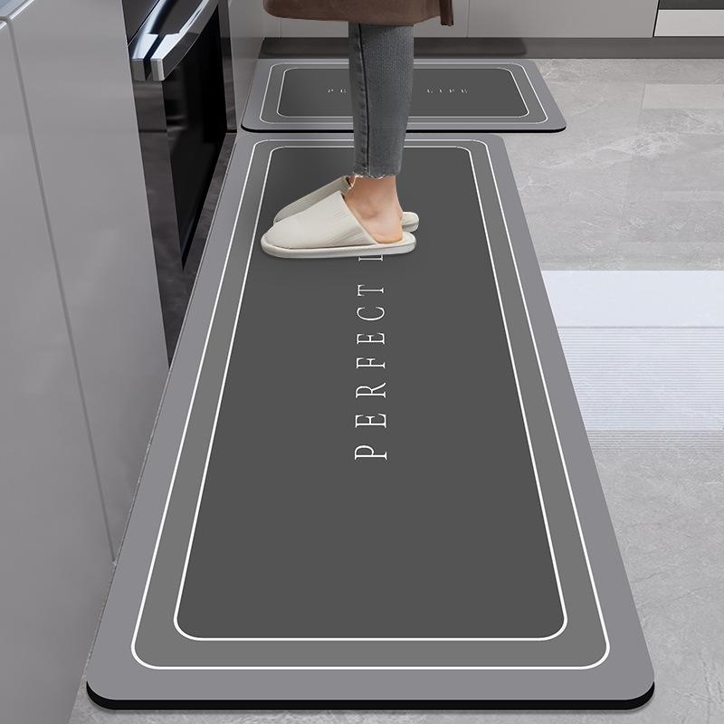 Marble Pattern Kitchen Anti-Oil Diatom Mud Mat: Water-Absorbing, Quick-Drying, Non-Slip, Easy-Care.