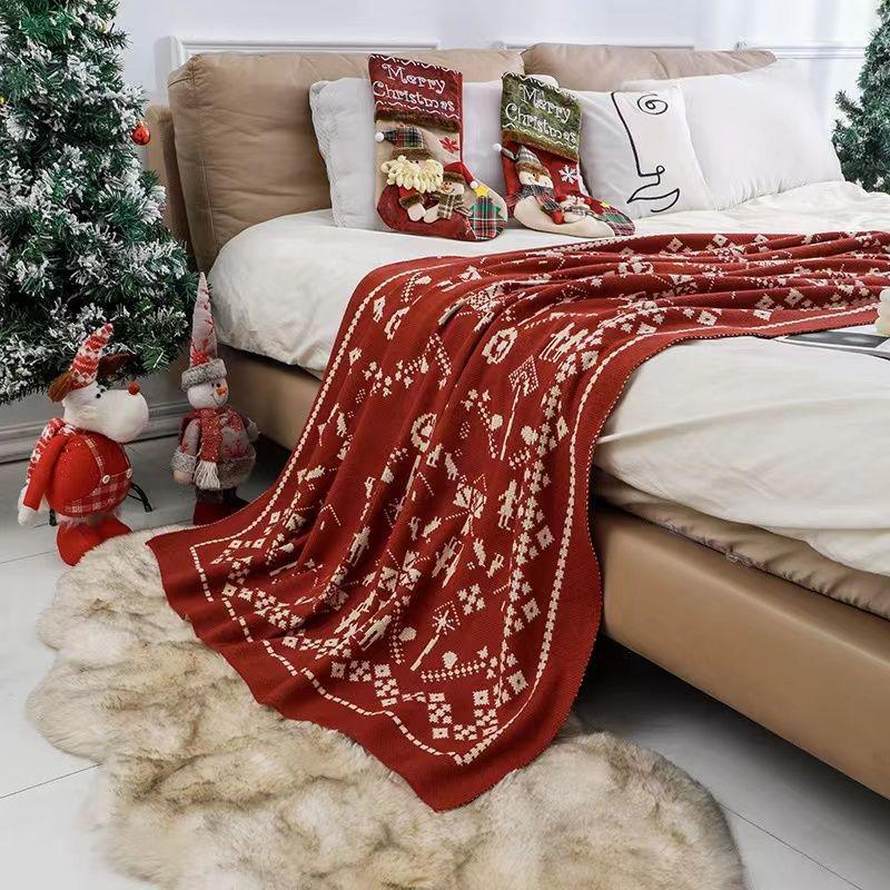 Custom Knitted Jacquard Sofa & Christmas Blanket Gift