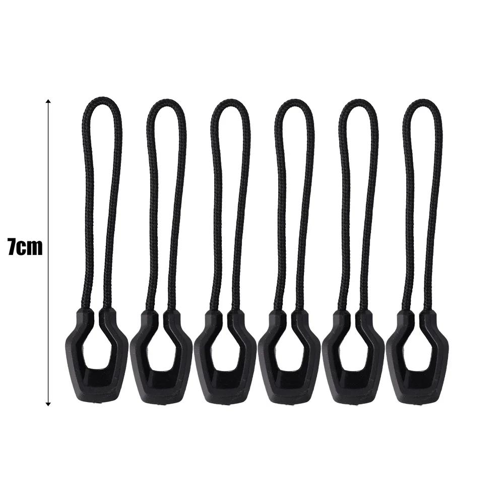 6Pcs Luminous Zipper Pullers Convenient Zippers Extension Knapsack Jacket Tent Zipper Pull Slider Head Tool Luggage Accessories