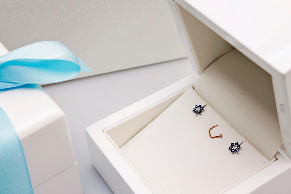 Flower Earrings with Sapphires and Diamonds Kbd0500S