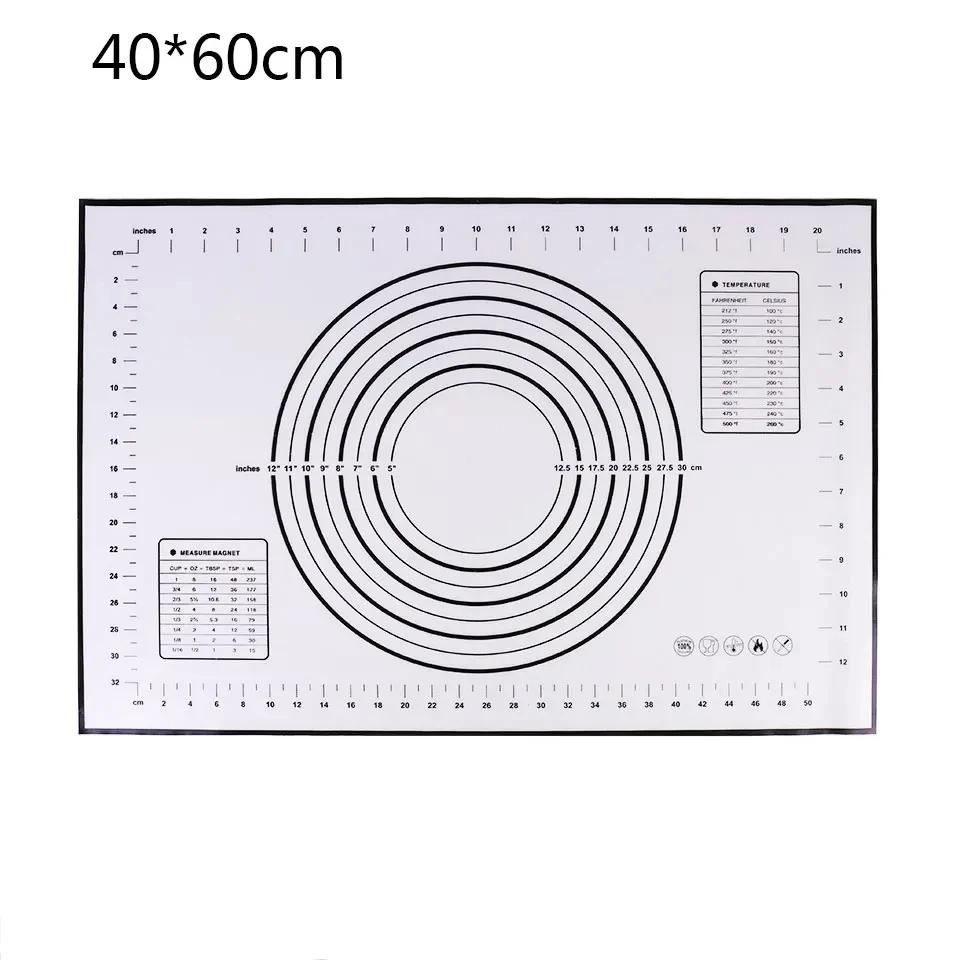 Various Size Silicone Kneading Pad Non-Stick Surface Rolling Dough Mat with Scale Kitchen Cooking Pastry Sheet Oven Liner Bakeware