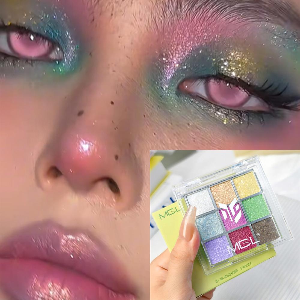Polarized -Change Eyeshadow Makeup Palette Nine colored Fluorescent Metallic Shiny Chameleon Eye Shadow Highgloss Powder