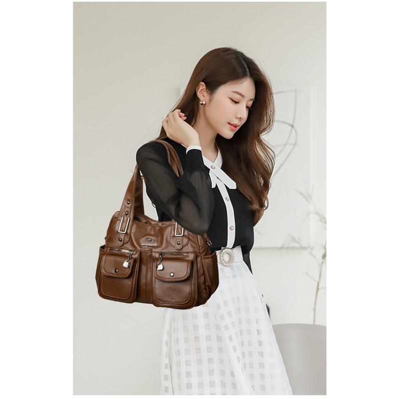 Trendy dámská taška přes rameno s více kapsami, všestranná crossbody kabelka pro každodenní a neformální použití