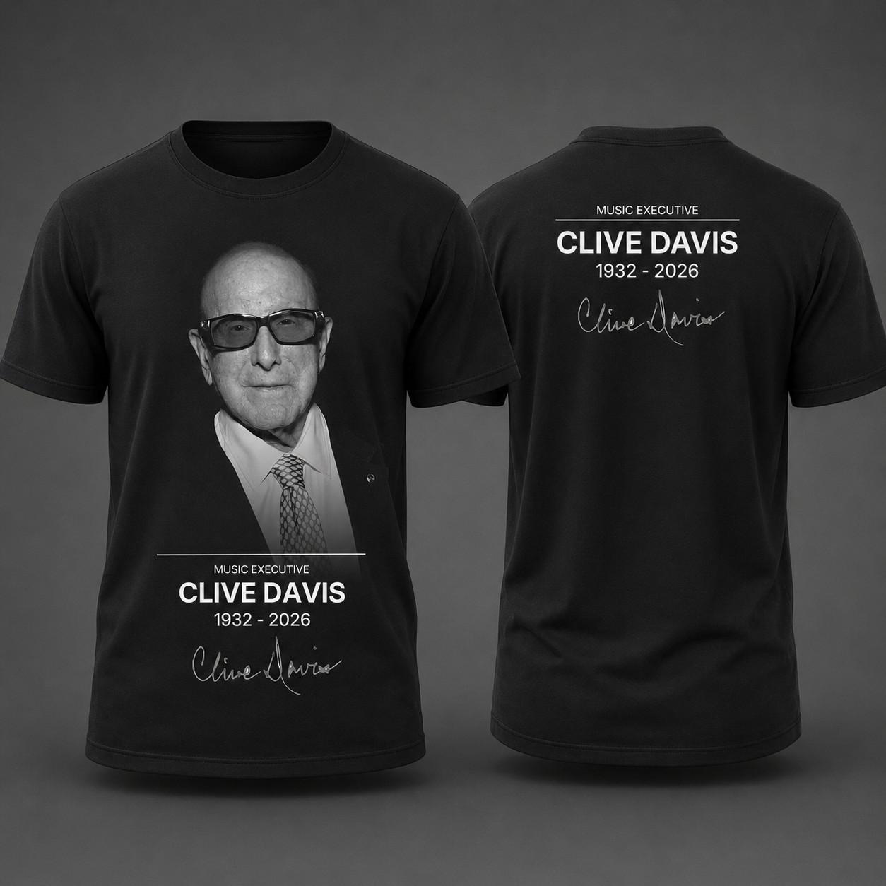 2 Sides Clive Davis 1932 - 2026 Signature Heavy Cotton Black T Shirt BT1009 XXL