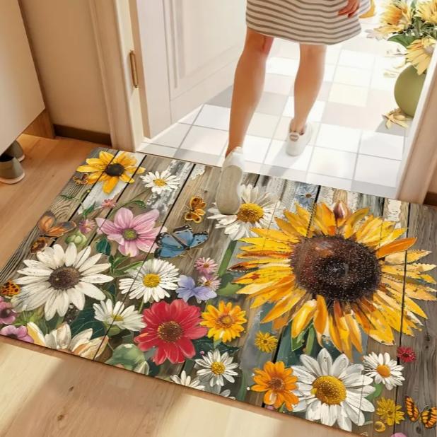 Modische Matten Retro Blumenmuster Willkommen Fußmatte Schlafzimmer Badezimmer Küchen Balkone Gärten Moderne Bauernhausdekoration
