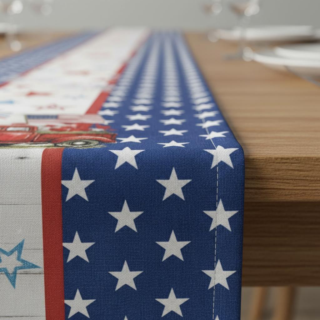 Patriotic Flag Table Runner Printed Pattern Red White and Blue Table Decor Holiday Supply Easy to Clean House Decoration