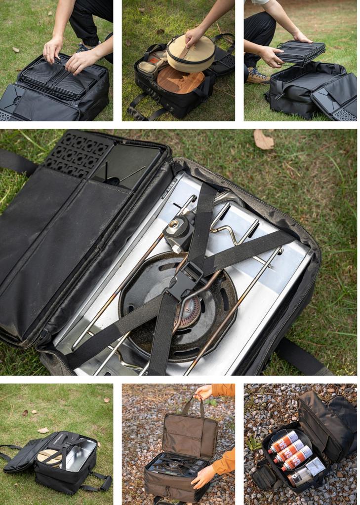 CAMPING MOON Soft Container IGT Top Plate Flat Burner Storage Bag, Black, Black Gear BK-46