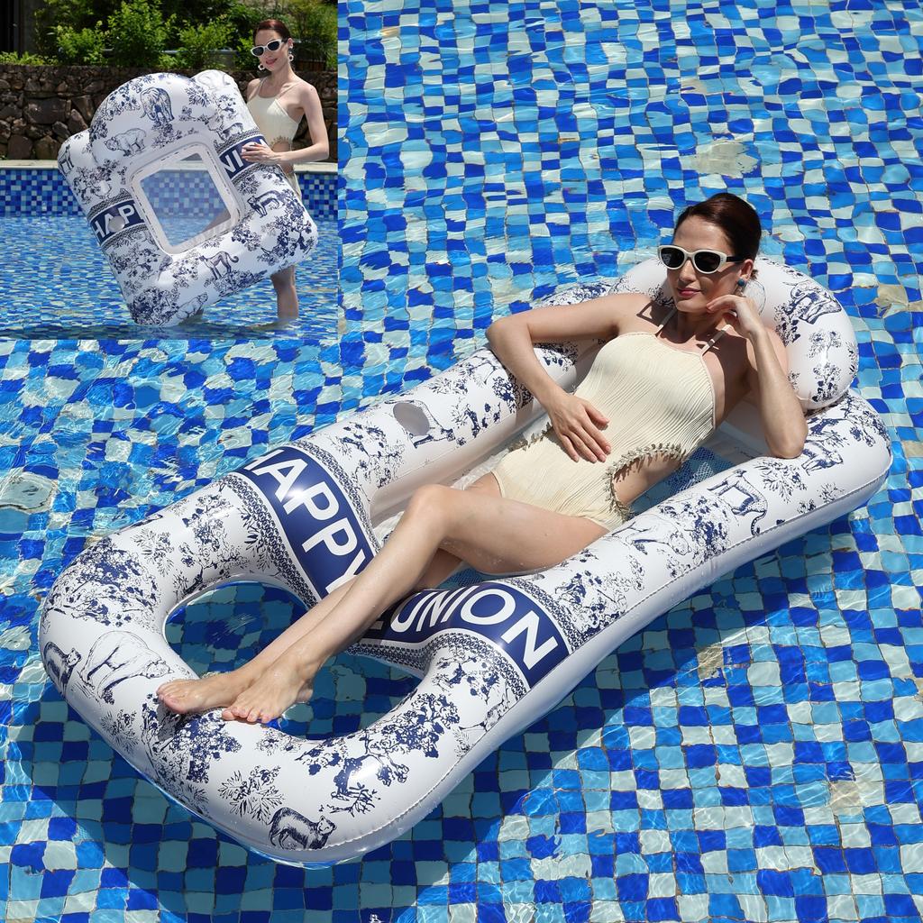 Adult & Kids Retro Pool Party Inflatable Water Toy Swimming Seat Lounge Net Float Bed Float