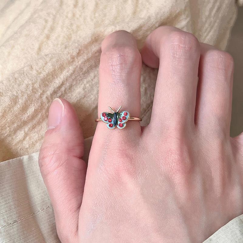 Beautifully Butterfly Designed Adjustable Ring For Women Unique Ins Style Copper Accessory