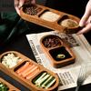 Rechteckiges Tablett aus Massivholz mit 2/3 Fächern, Gewürzteller, Frühstücks-/Sushi-/Brot-/Dessert-/Soßenteller, Küche, Abendessen, Gewürzteller
