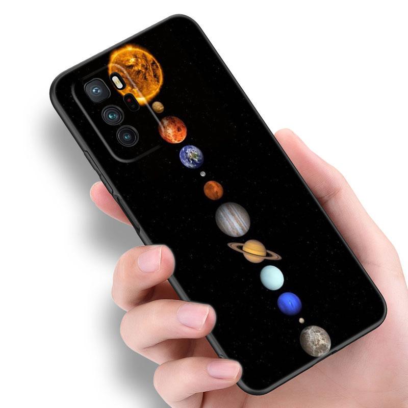 Moon Stars Space Astronaut Black Silicone Phone Case For Xiaomi POCO X3 X4 NFC F3 F4 GT F5 M3 M4 M6 X5 X6 Pro 5G C55 C65 M5