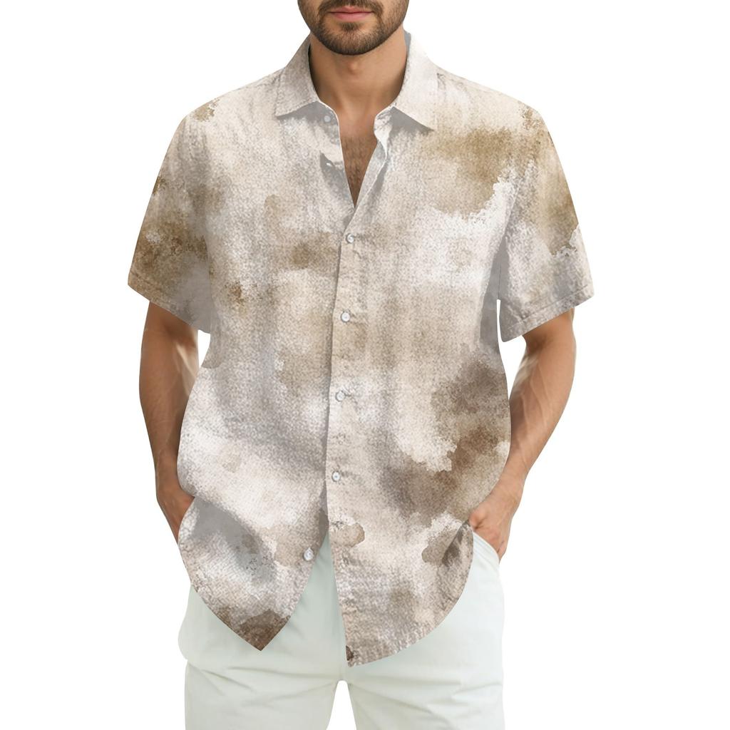Men's Fashion Loose Tie-Dye Printed Short Sleeve Beach Shirt