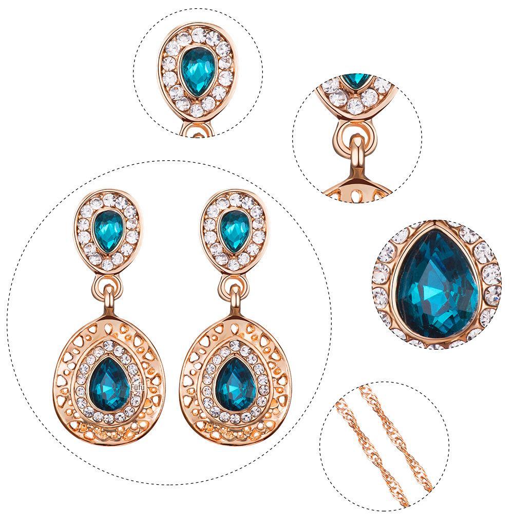 Kristall Tropfen Halskette und Ohrring Set - Brautschmuck für Frauen