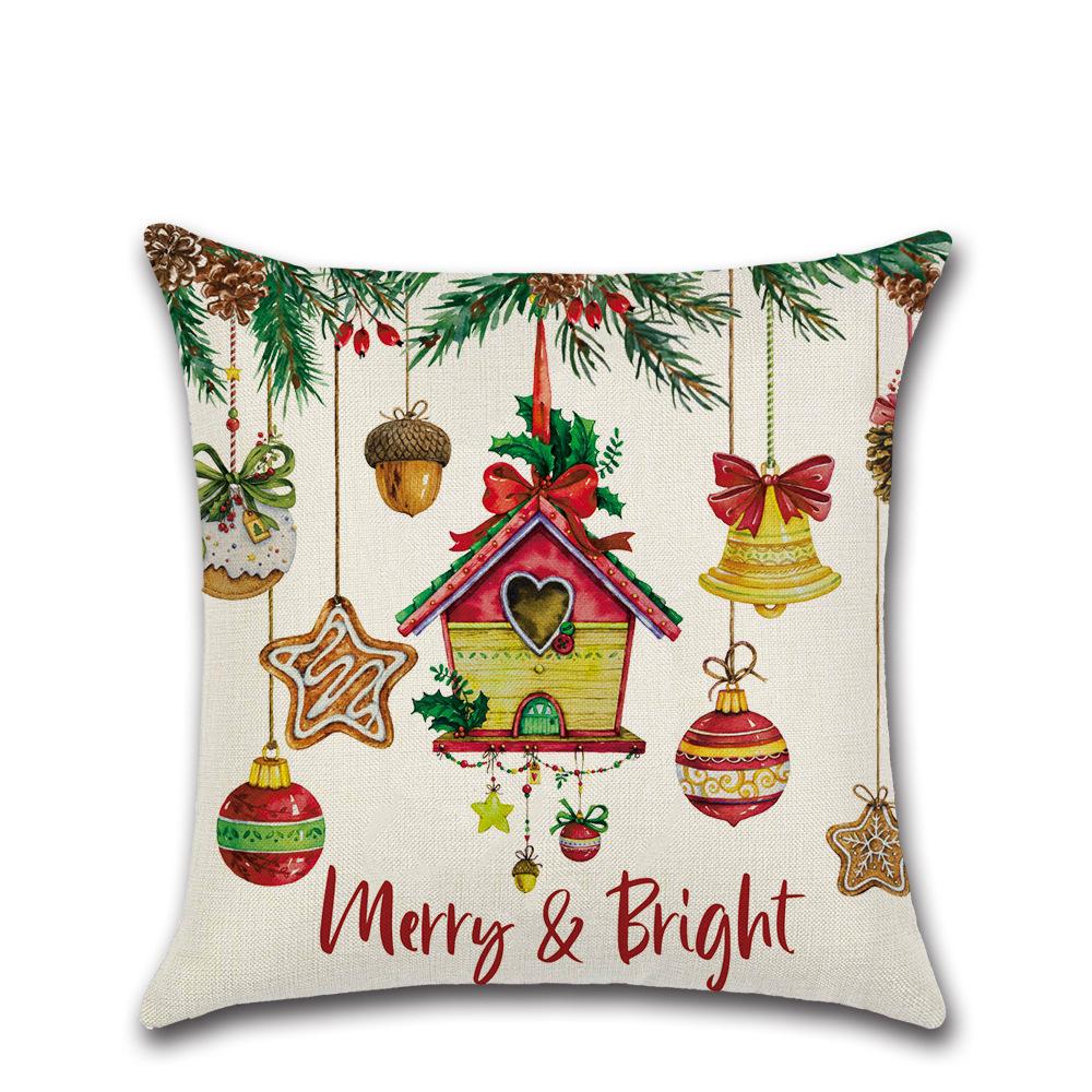 New Linen Printed Christmas Cushion Cover Home Sofa Decoration Cushion Cover