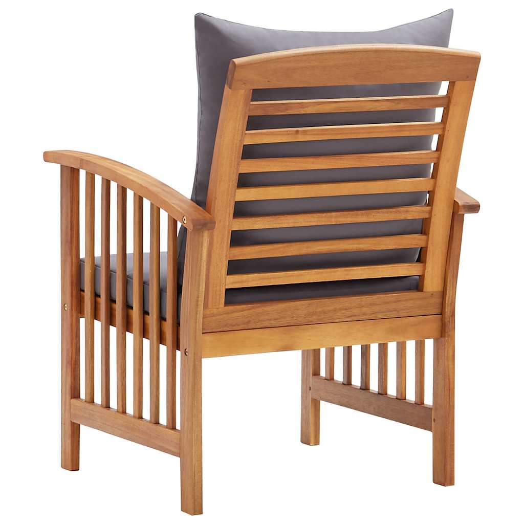 Garden Chairs with Cushions 2 Pcs Solid Acacia Wood
