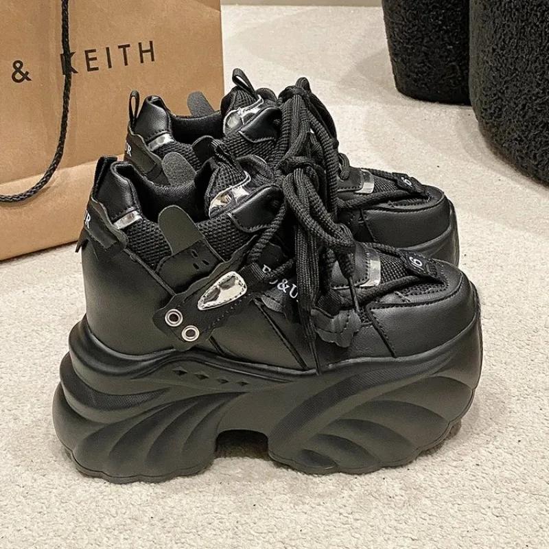 Fashion Women Platform sneaker Casual Shoes Hot Sale 2025 New Lace-up Chunky Sneakers Wedges Hidden Heels Leisure Shoes for Woman