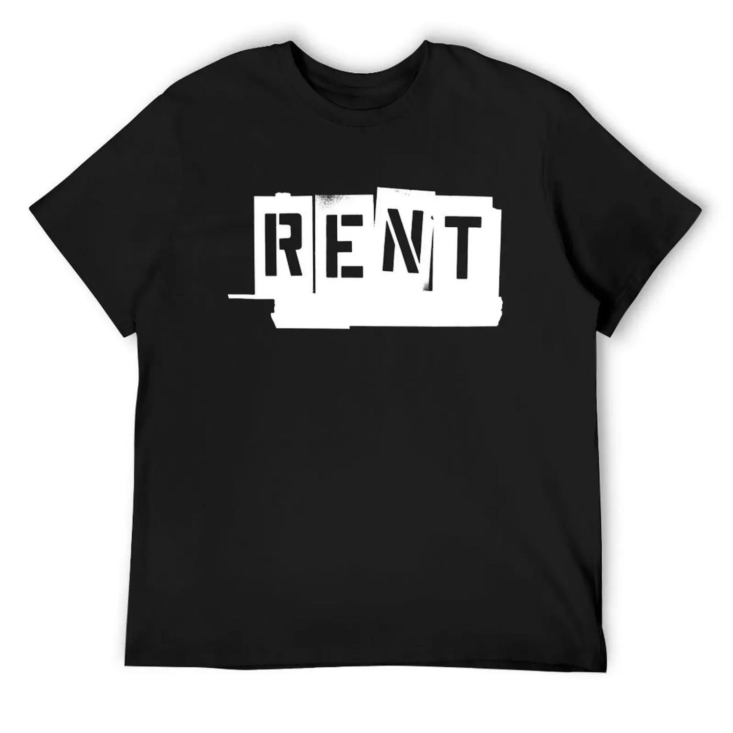 Rent Musical (white text) T-Shirt T-shirts oversize valentines clothes Man t-shirt baggy shirts outfits for men S