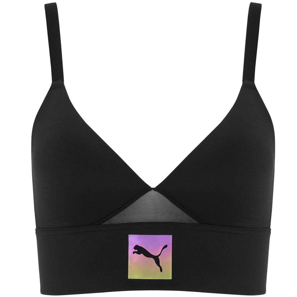 Puma Solid Color Sports Breathable Backless Casual Full Cup Bra Women Underwear Black 701229178-001