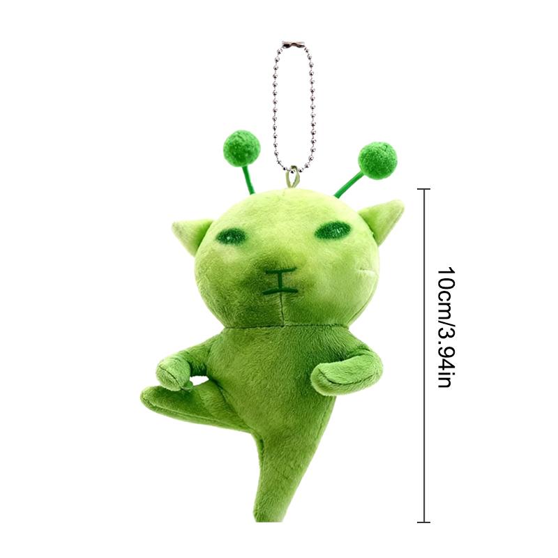 Gatto Alieno Verde Divertente Meme Portachiavi Borsa Zaino Ciondolo Gatti Carini Peluche Bambola Ornamento a Forma Variabile Regali Giocattoli